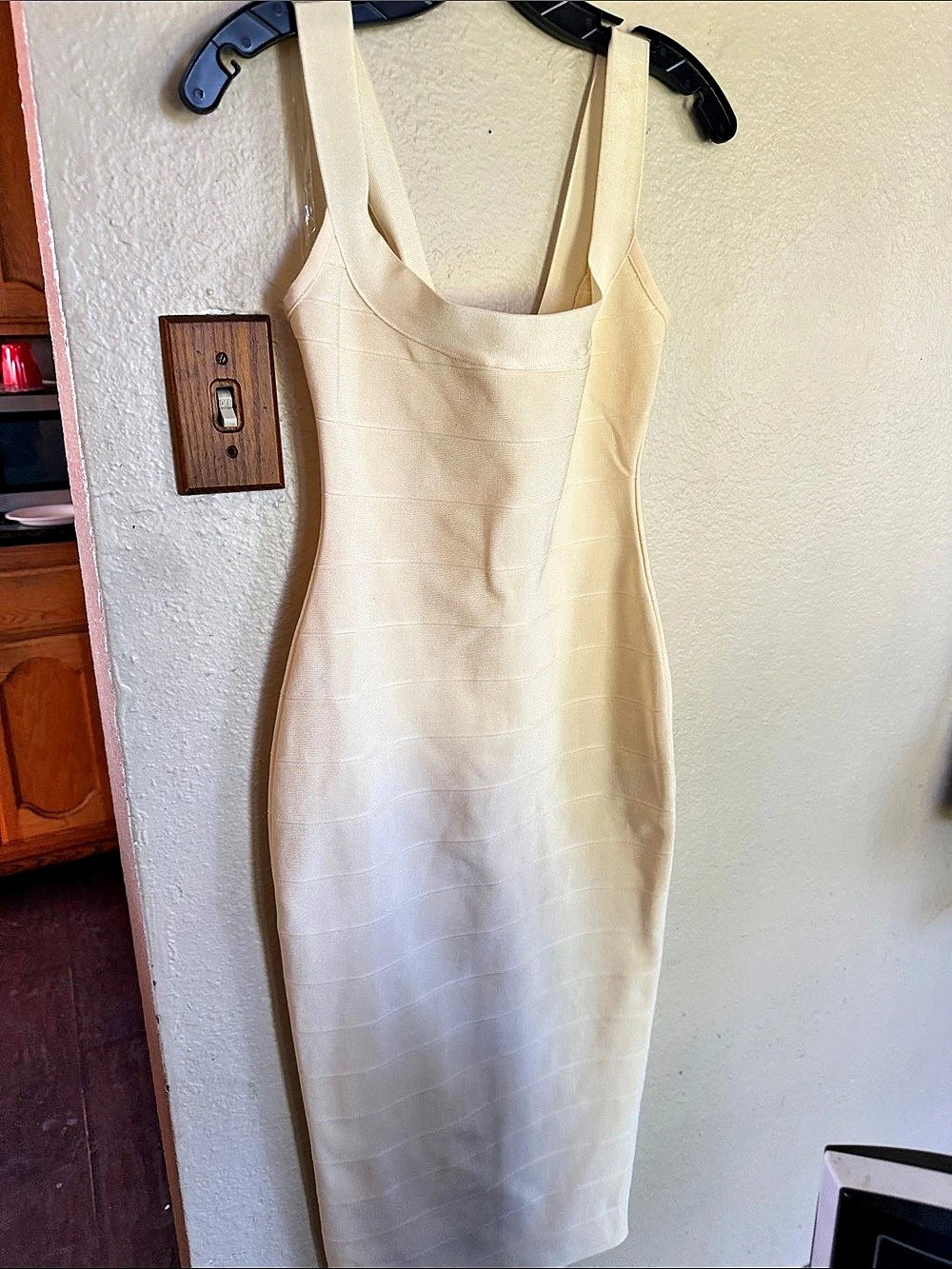 house of cb The Classic Midi Bandage Dress Cream Bodycon Midi Dress Small